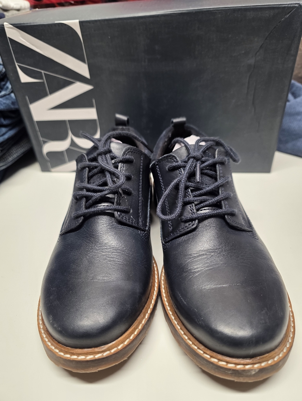Zara Navy leather derby shoes Boys  US 2.5 Or EUR 34 Or US 4.5 Women